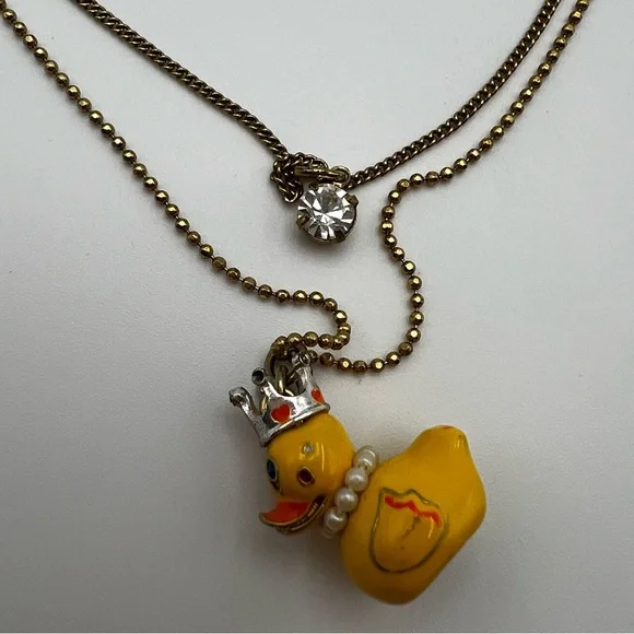 RARE Vintage Betsey Jonson Dollhouse Rubber Ducky Necklace - Picture 3 of 14